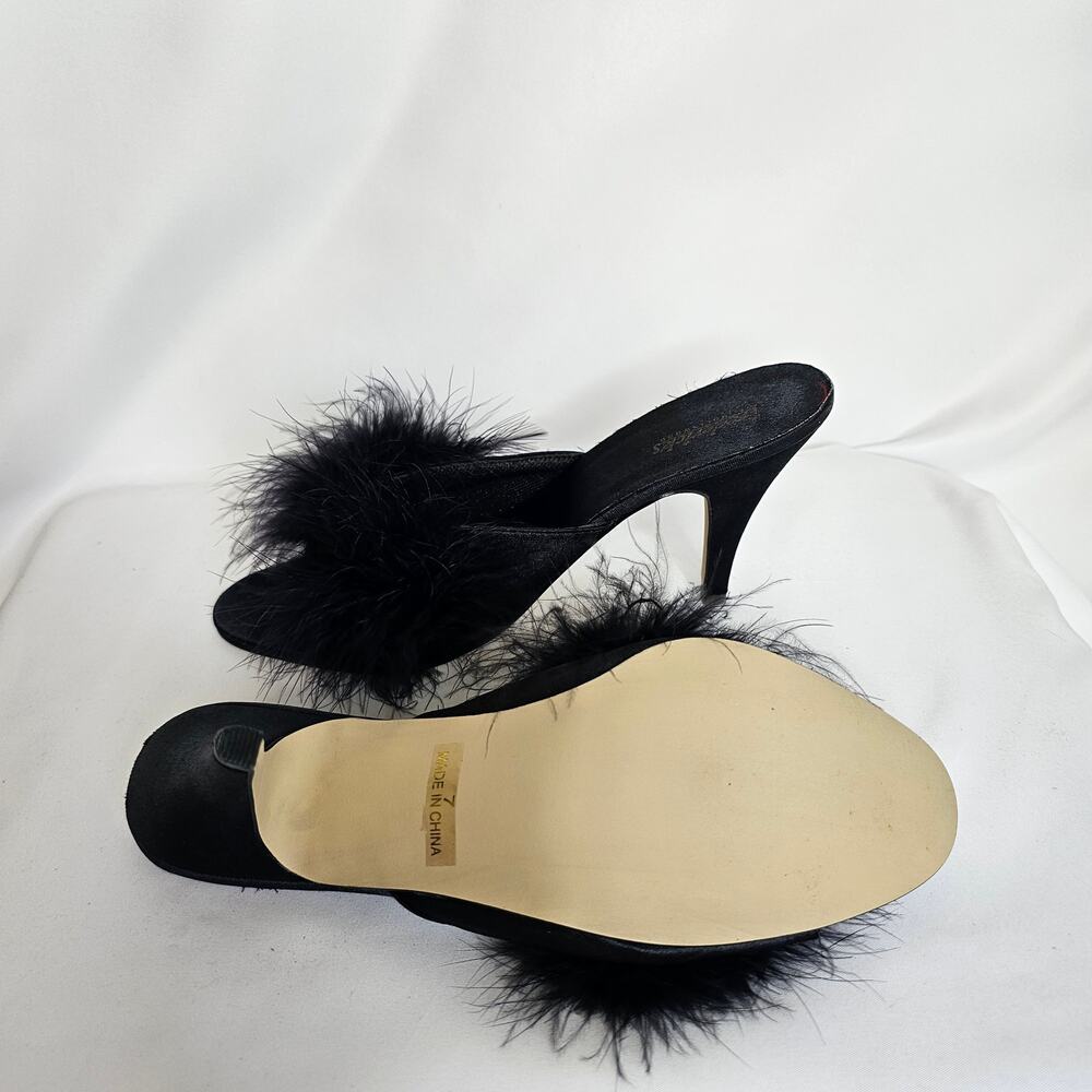 NIB Vintage Fredricks Marabou Slipper Heels 7 Y2K 90s - Picture 2 of 3